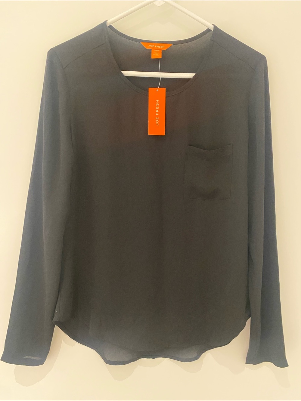NWT Joe Fresh Pullover Crewneck Hi Low Blouse Top Shirt Black Size XS